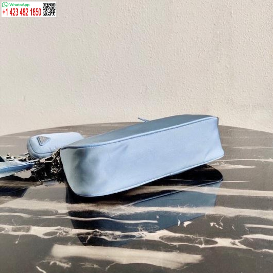 Replica Prada 1BH204 Prada Re-Edition 2005 Nylon Bag Light Blue