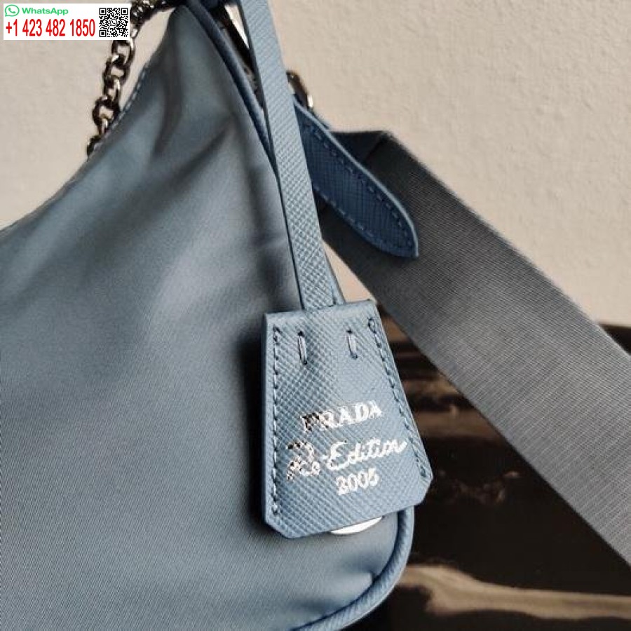 Replica Prada 1BH204 Prada Re-Edition 2005 Nylon Bag Light Blue
