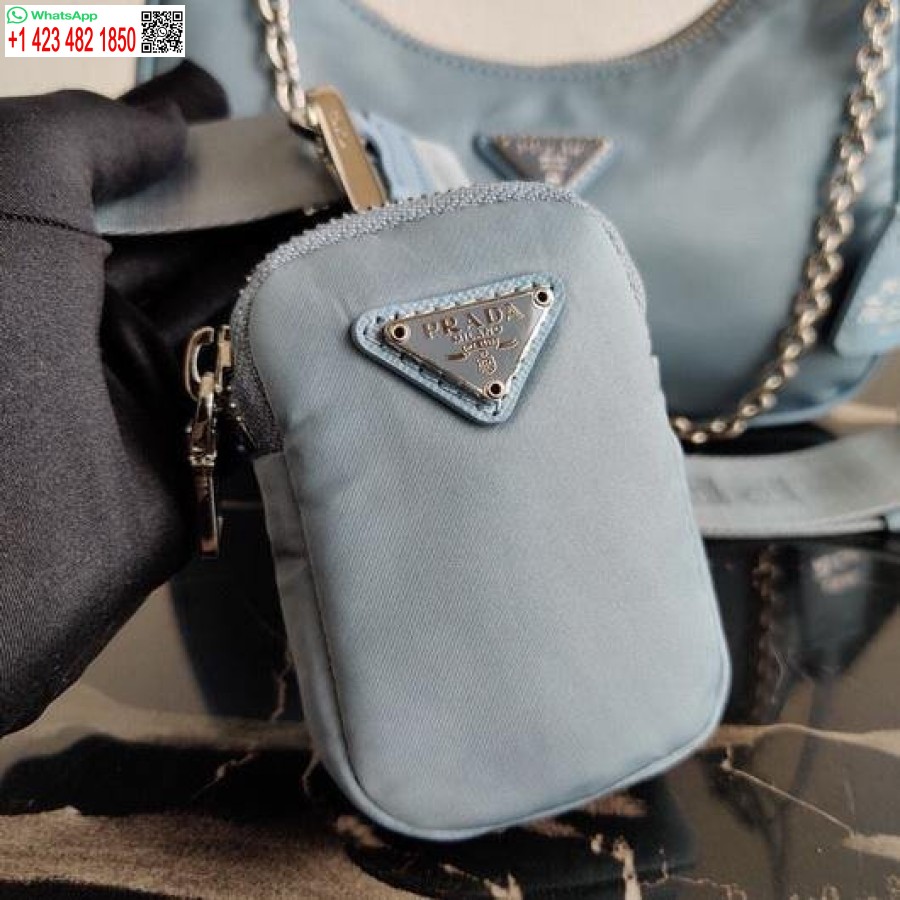 Replica Prada 1BH204 Prada Re-Edition 2005 Nylon Bag Light Blue