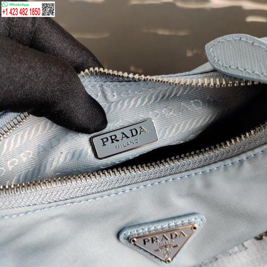 Replica Prada 1BH204 Prada Re-Edition 2005 Nylon Bag Light Blue