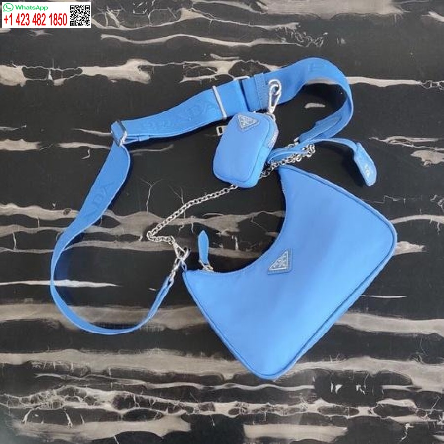 Replica Prada 1BH204 Prada Re-Edition 2005 Nylon Bag Blue