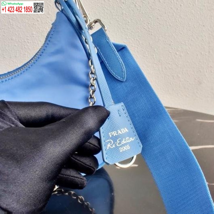 Replica Prada 1BH204 Prada Re-Edition 2005 Nylon Bag Blue