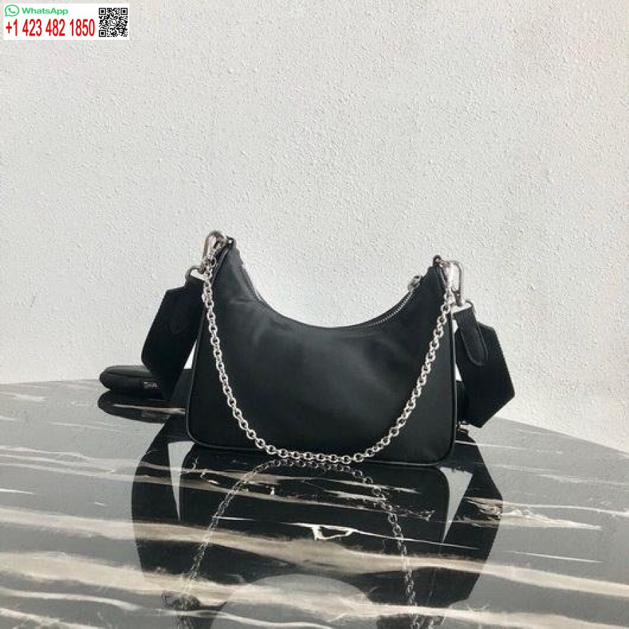 Replica Prada 1bh204 Prada Re-edition 2005 Nylon Laukku Musta