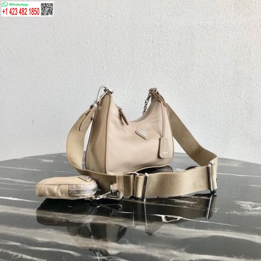 Replica Prada 1BH204 Prada Re-Edition 2005 Nylon Bag Apricot