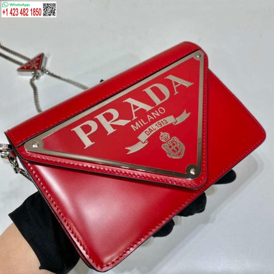 Replica Prada 1bh189 Harjattu Nahka Olkalaukku Punainen