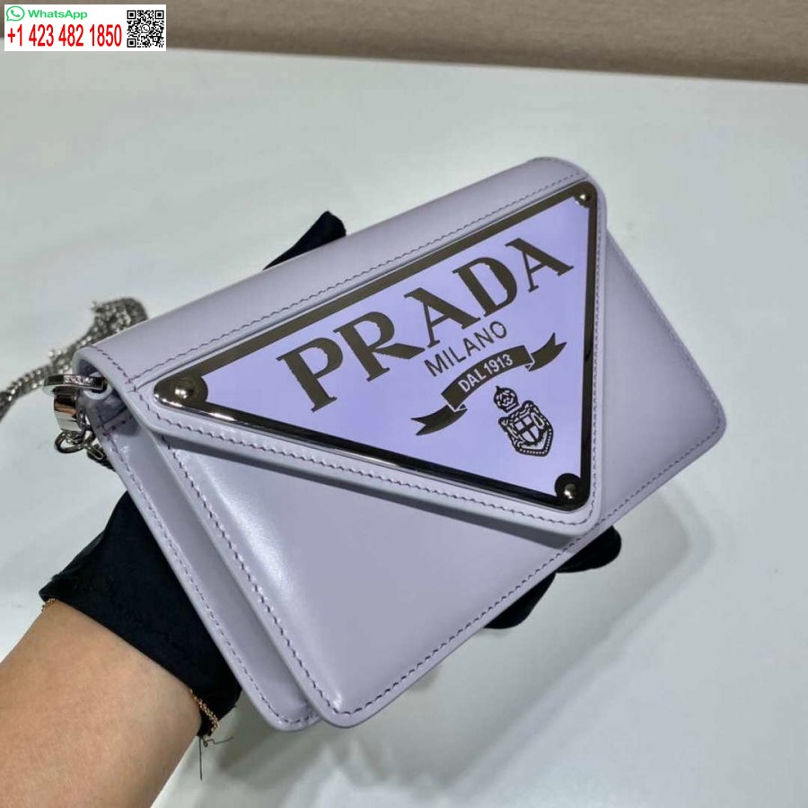 Replica Prada 1bh189 Harjattu Nahkainen Olkalaukku Vaalean Violetti