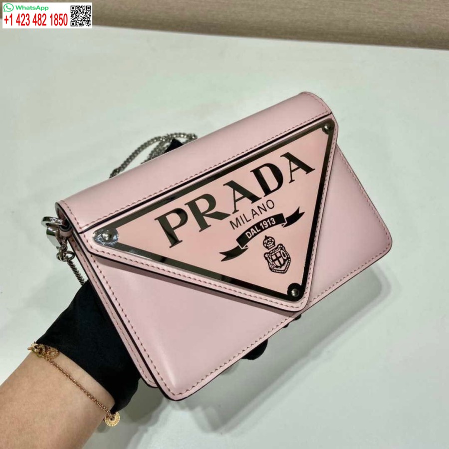 Replica Prada 1BH189 Brushed leather shoulder bag Light Pink