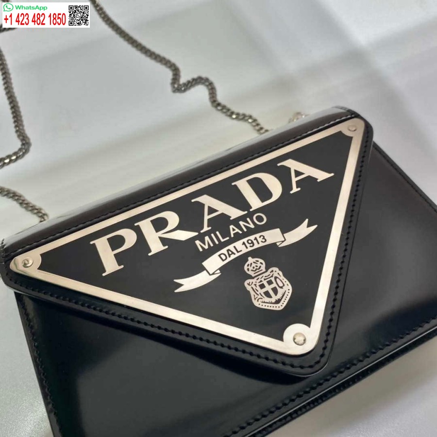 Replica Prada 1BH189 Brushed leather shoulder bag Black