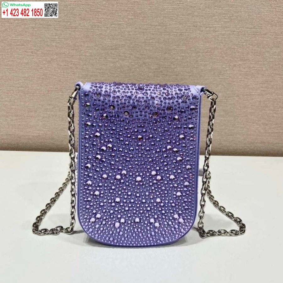 Replica Prada 1bh185 Mini Cleo Satiinilaukku Violetilla Kristalleilla
