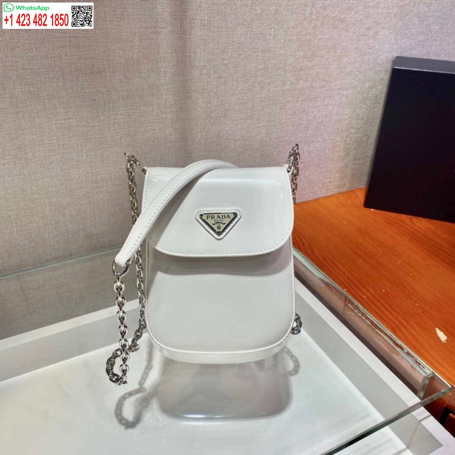 Réplica Prada 1bh185 Mini Cleo Cuero Cepillado Blanco