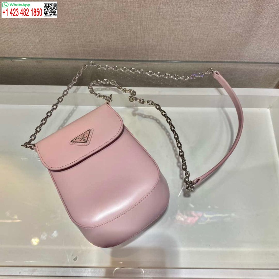 Réplica Prada 1bh185 Mini Cleo Cuero Cepillado Rosa