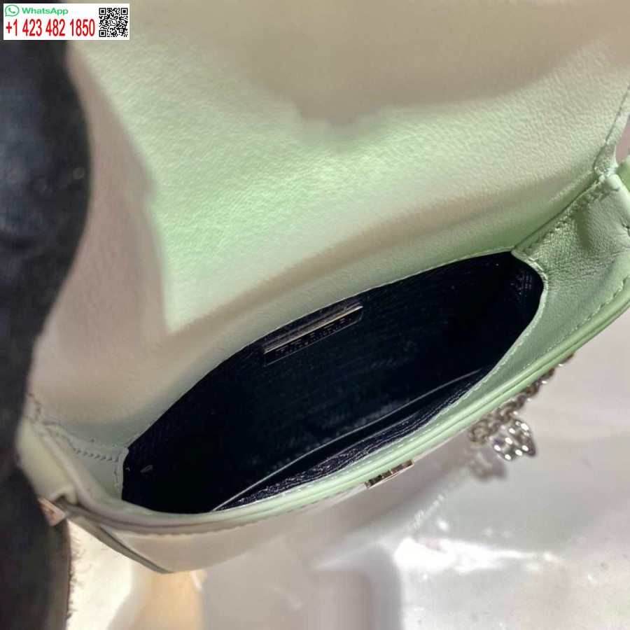 Replica Prada 1bh185 Mini Cleo Harjatud Nahk Roheline