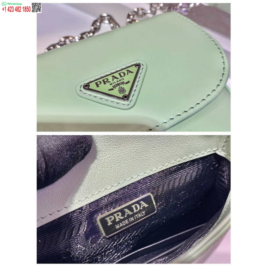 Replica Prada 1bh185 Mini Cleo Harjatud Nahk Roheline