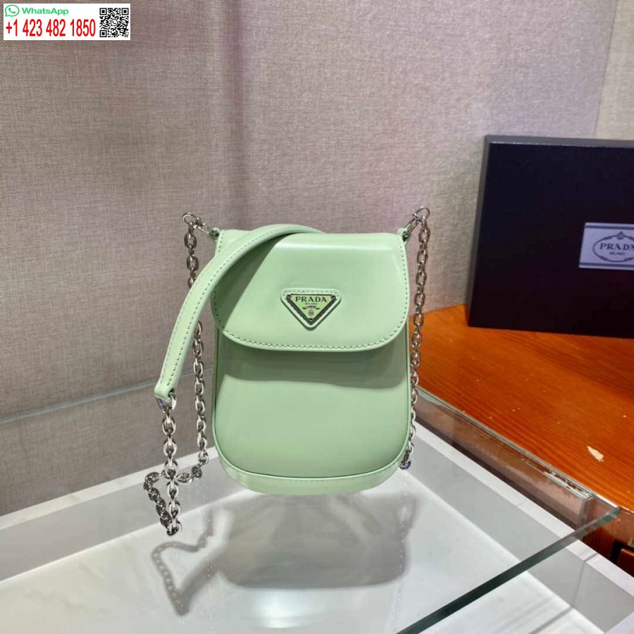 Réplica Prada 1bh185 Mini Cleo Cuero Cepillado Verde