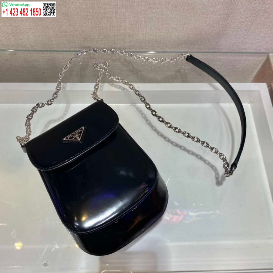 Réplica Prada 1bh185 Mini Cleo Couro Escovado Preto