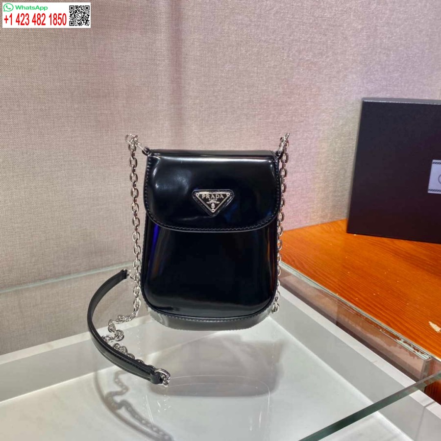 Réplica Prada 1bh185 Mini Cleo Couro Escovado Preto