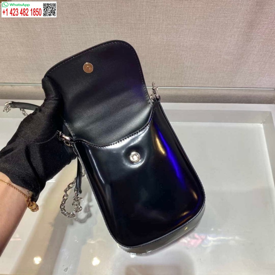 Réplica Prada 1bh185 Mini Cleo Couro Escovado Preto