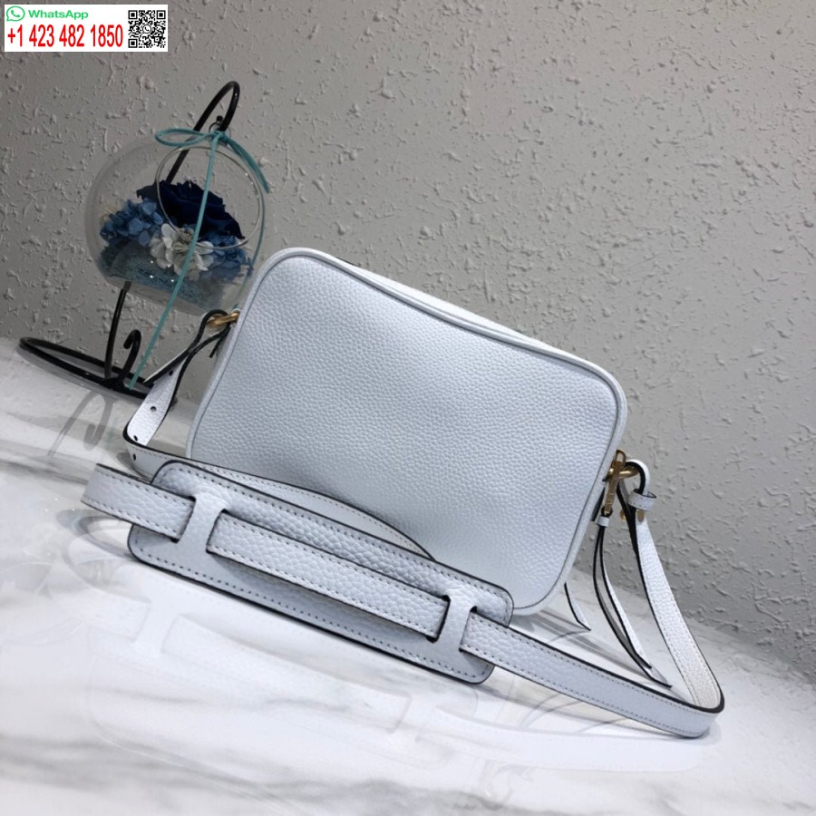 کیف چرمی ماکت پرادا 1bh082 با بند شانه طلایی سفید