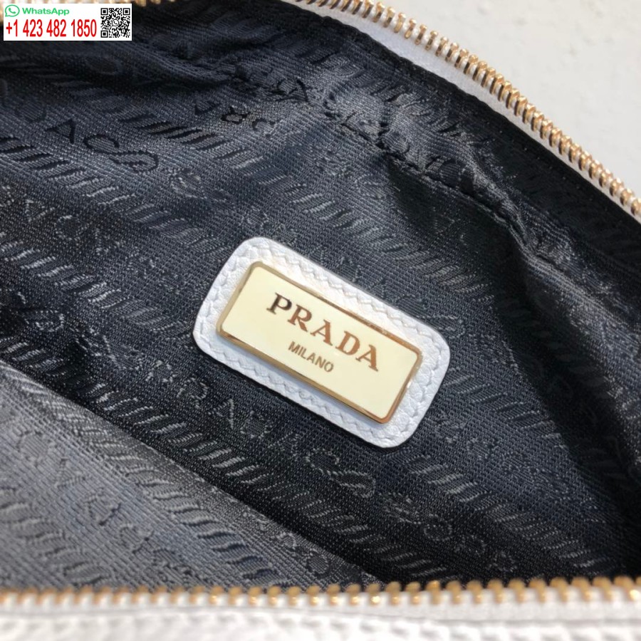 کیف چرمی ماکت پرادا 1bh082 با بند شانه طلایی سفید