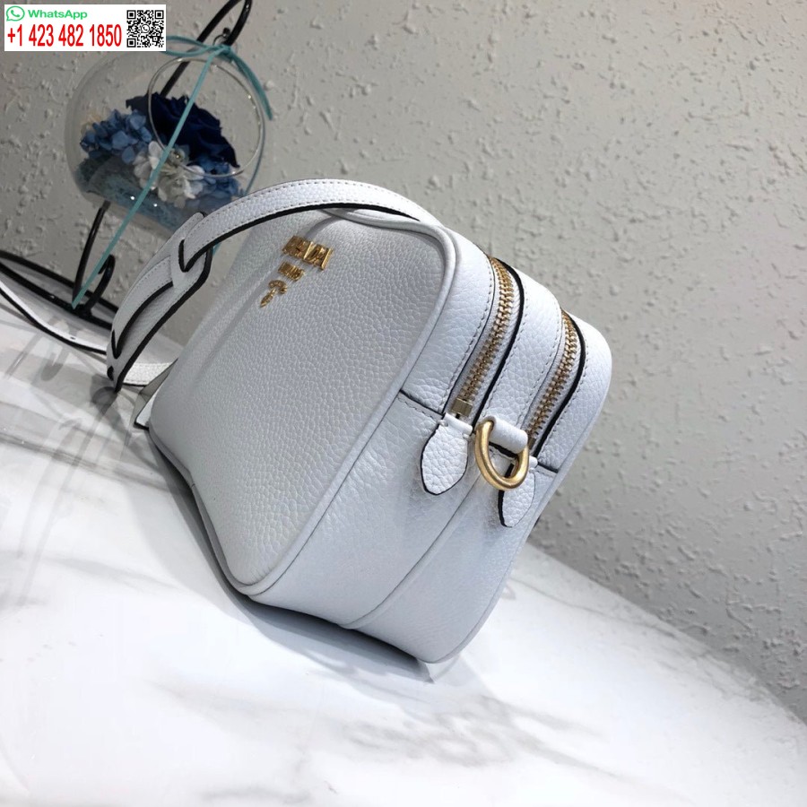 Réplica De Bolso De Cuero Prada 1bh082 Con Bandolera En Oro Blanco