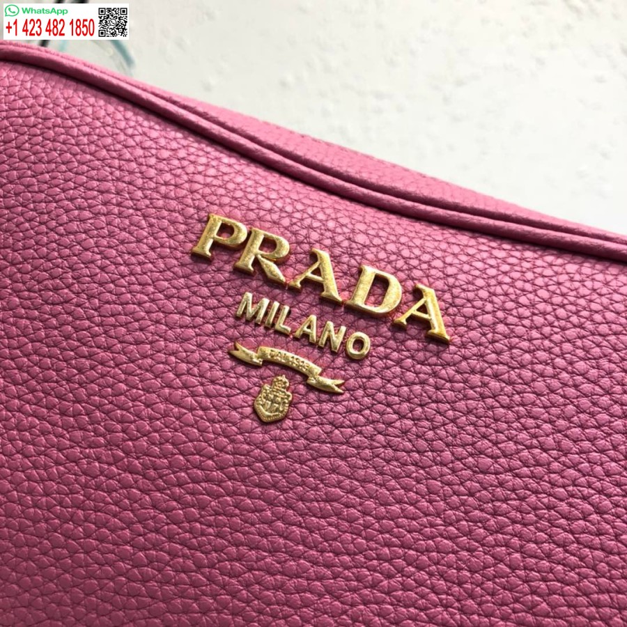 Replica Prada 1bh082 Nahast Kott õlarihmaga Roosa Punane Kuld