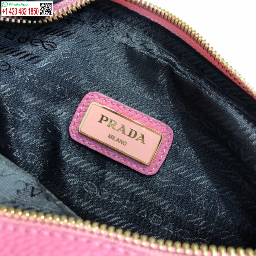 Replica Prada 1bh082 Nahast Kott õlarihmaga Roosa Punane Kuld