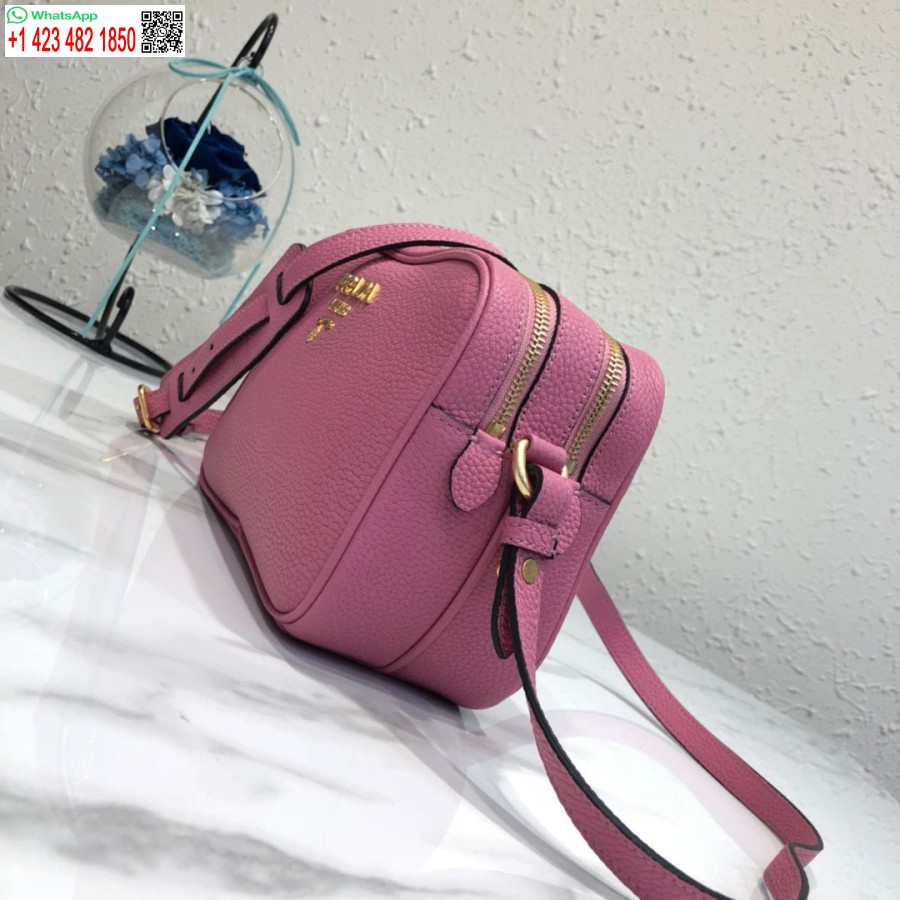 Réplica De Bolso De Cuero Prada 1bh082 Con Bandolera En Oro Rojo Rosa