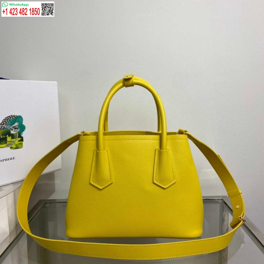 Replica Prada 1BG443 Prada Double Saffiano leather mini bag Yellow