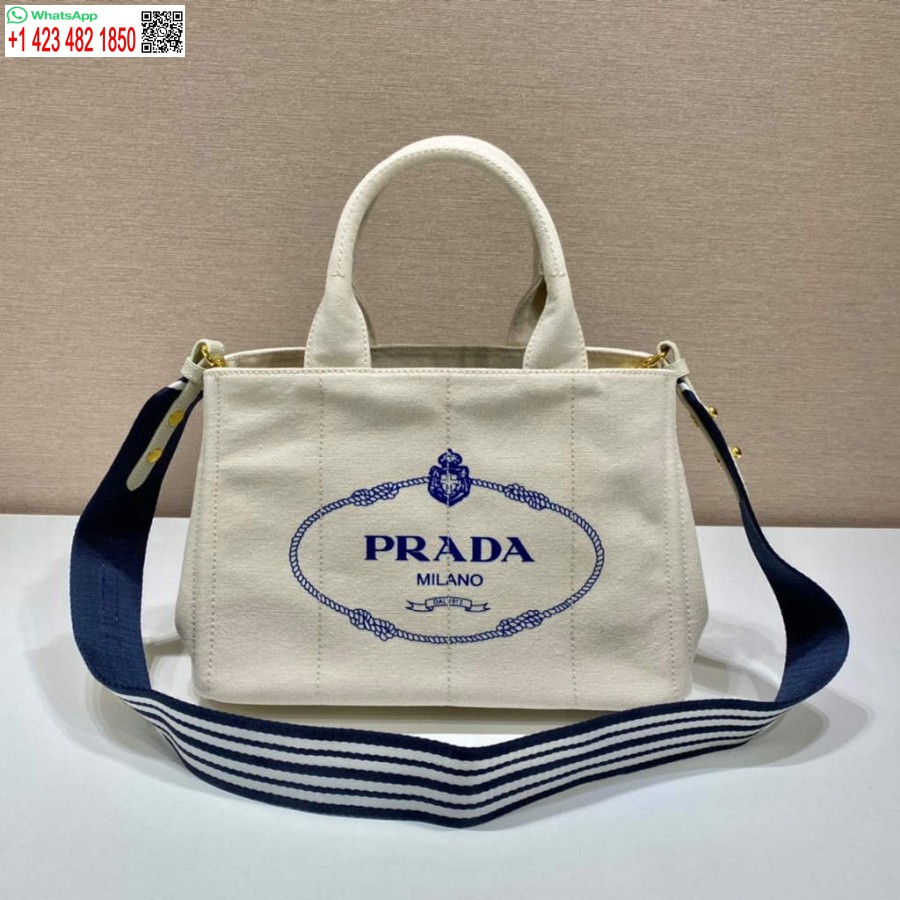 Réplica Prada 1bg439 Denim Sacola Branca