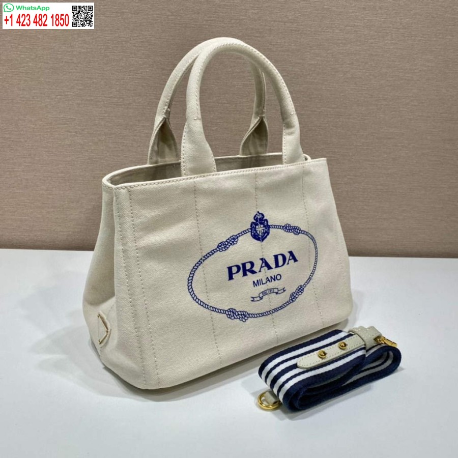 Réplica Prada 1bg439 Denim Sacola Branca