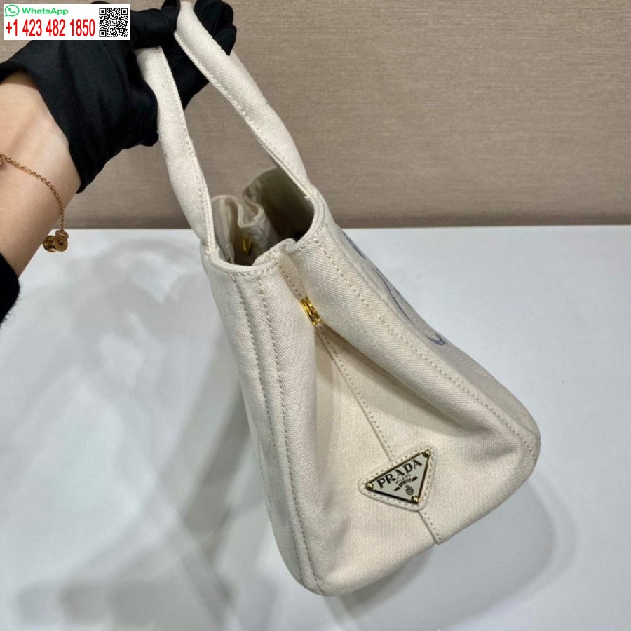 Réplica Prada 1bg439 Denim Sacola Branca