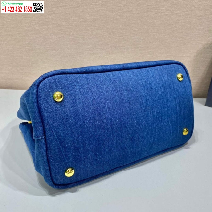 Replik Prada 1BG439 Denim-Einkaufstasche Blau