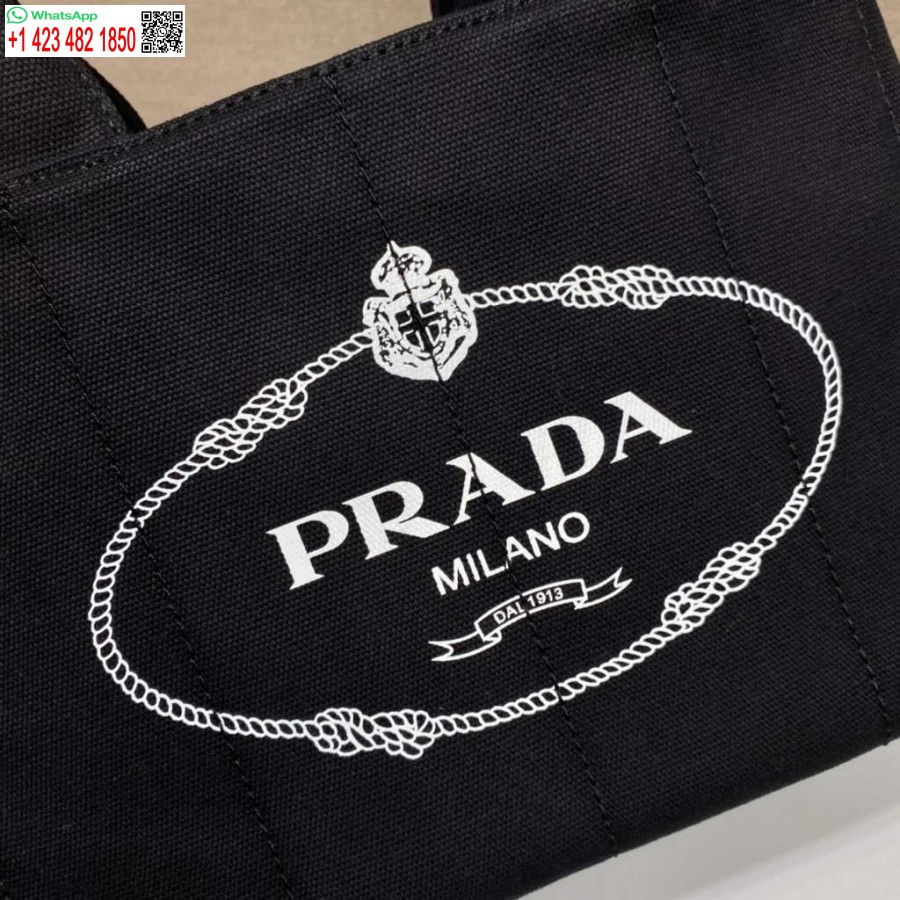 Réplica Prada 1bg439 Denim Sacola Preto E Branco