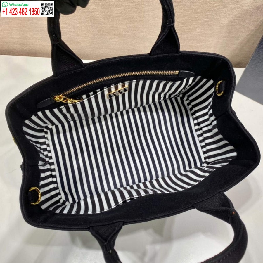 Réplica Prada 1bg439 Denim Sacola Preto E Branco