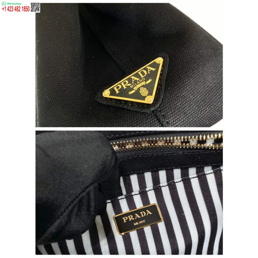 Réplica Prada 1bg439 Denim Sacola Preto E Branco