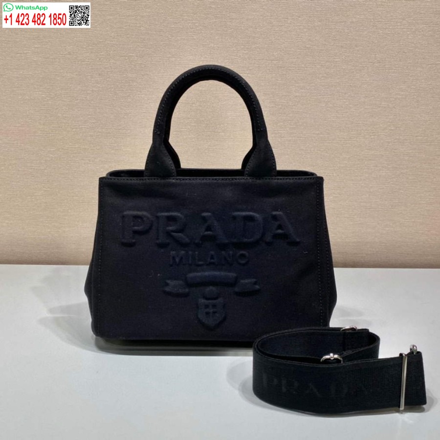 Réplica Prada 1bg439 Bolso De Mano De Mezclilla Negro