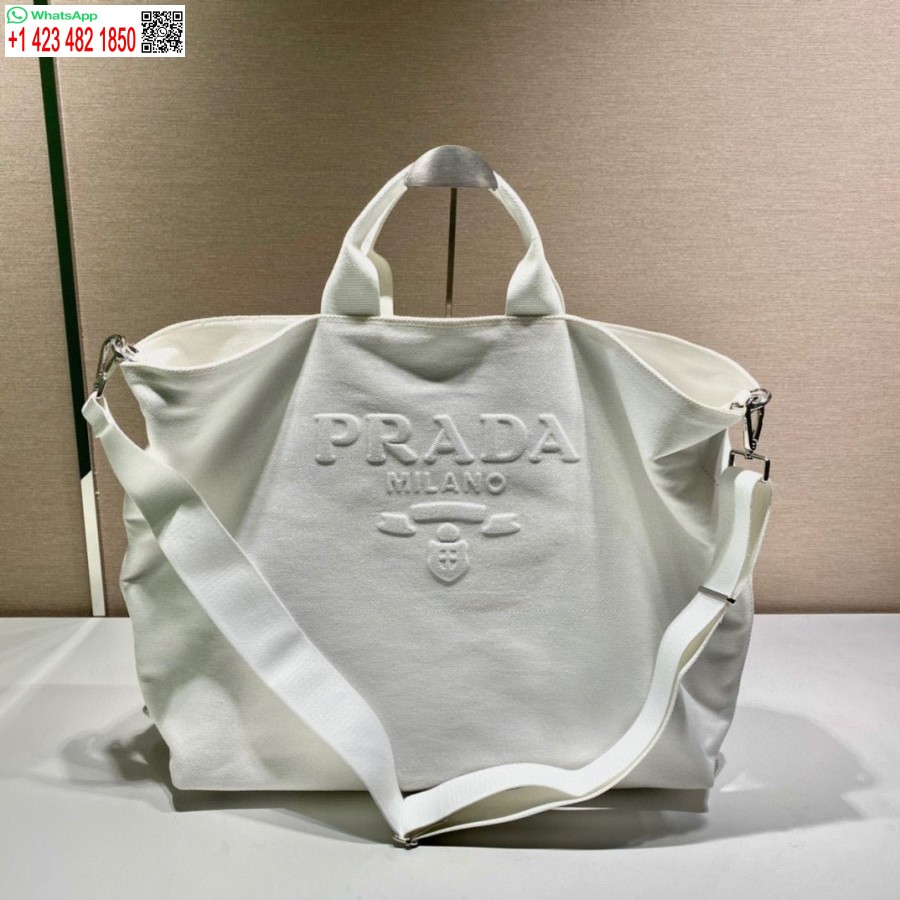 Replica Prada 1BG395 Drill tote Shoulder bag White