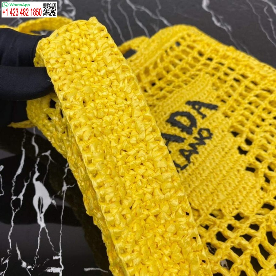 Réplica Prada 1bg393 Sacola De Ráfia Amarela