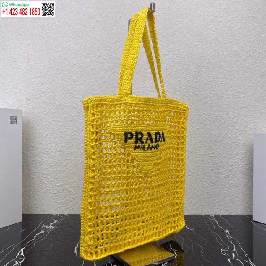 Replica Prada 1BG393 Raffia tote bag Yellow