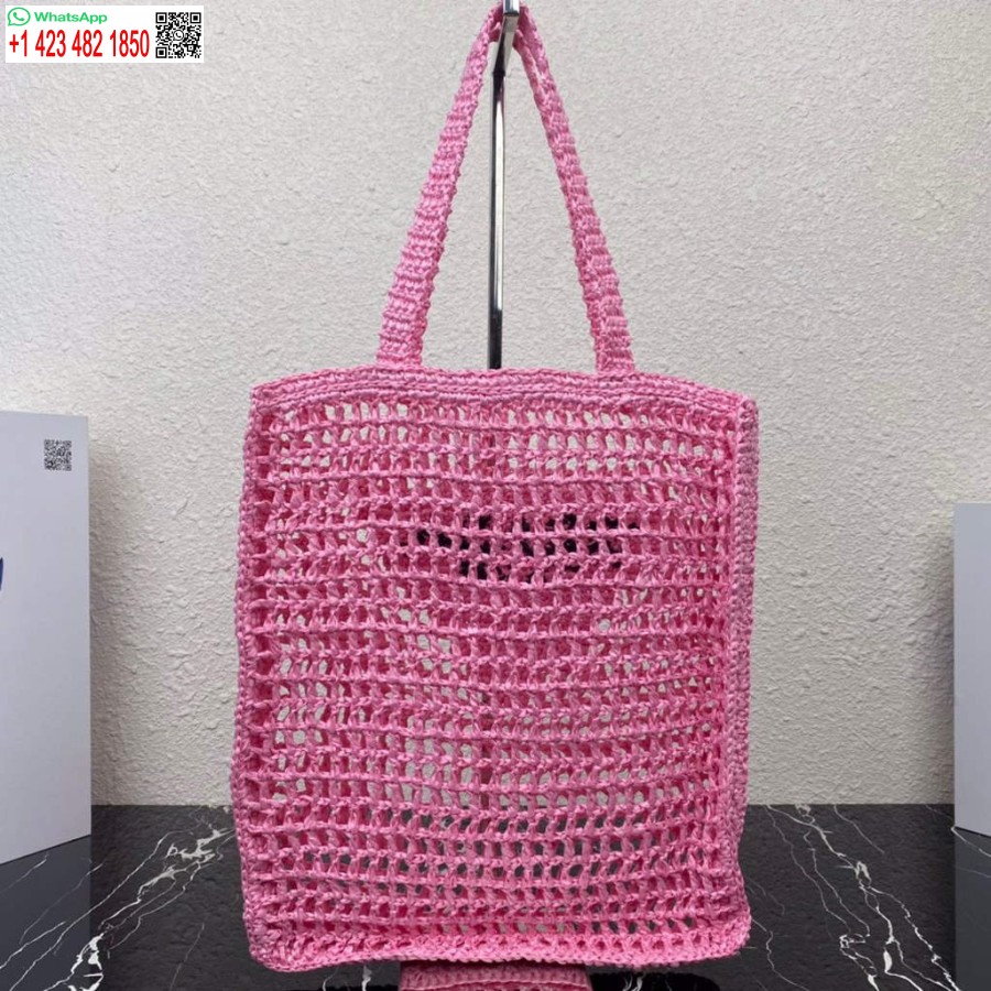 Réplique Prada 1bg393 Sac Fourre-tout En Raphia Rose Rouge