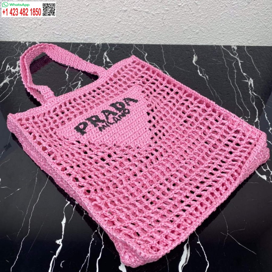 Réplique Prada 1bg393 Sac Fourre-tout En Raphia Rose Rouge