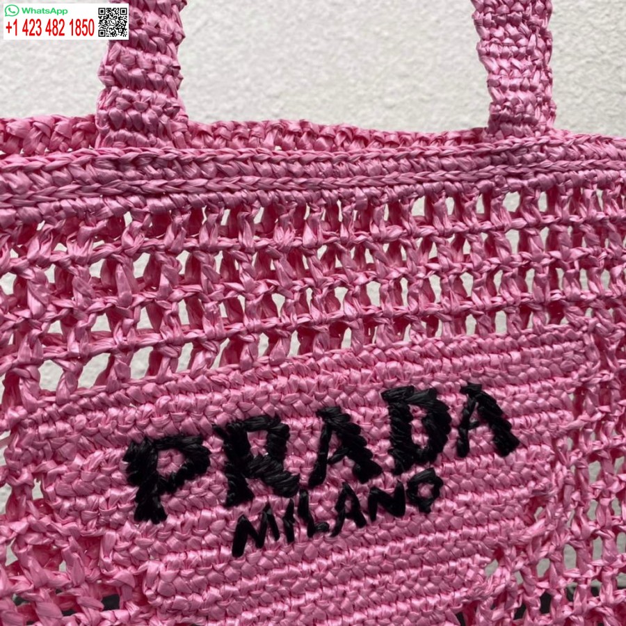 Réplique Prada 1bg393 Sac Fourre-tout En Raphia Rose Rouge