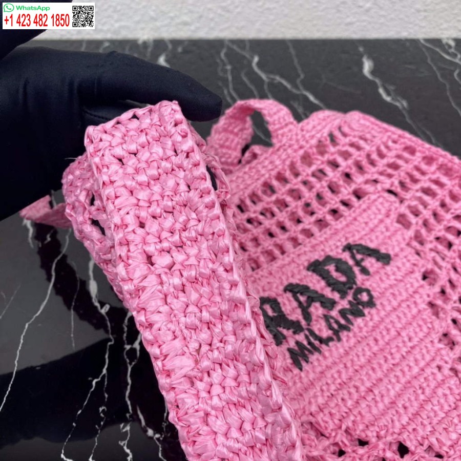 Réplique Prada 1bg393 Sac Fourre-tout En Raphia Rose Rouge