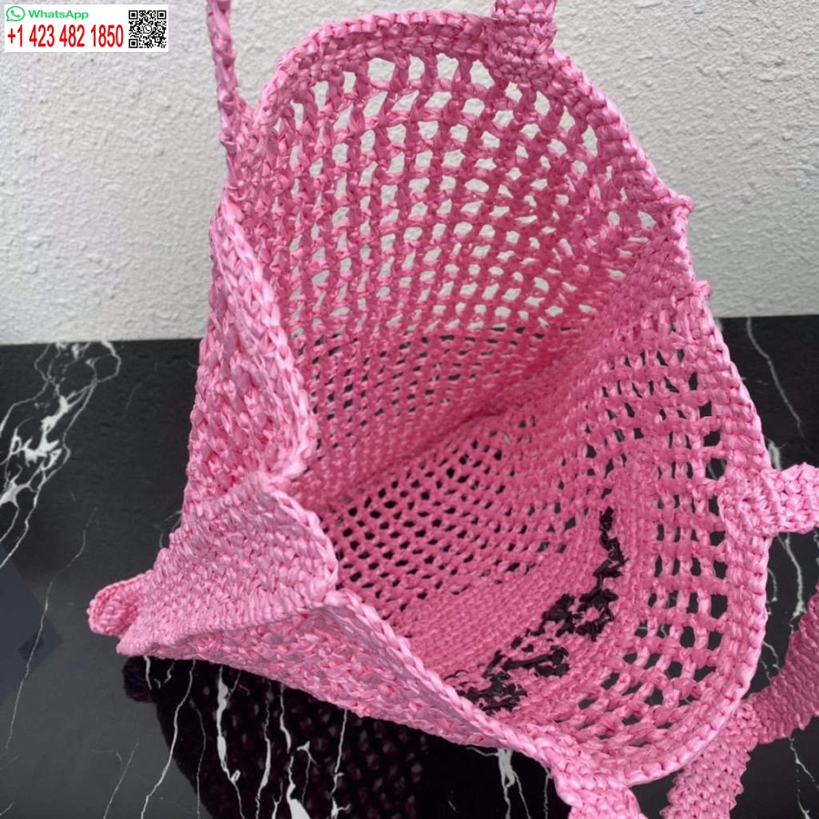 Réplique Prada 1bg393 Sac Fourre-tout En Raphia Rose Rouge