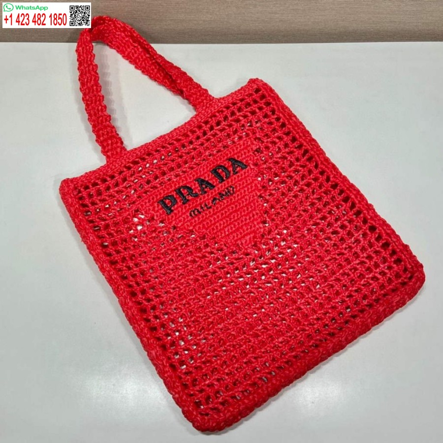 Replica Prada 1BG393 Raffia tote bag Red