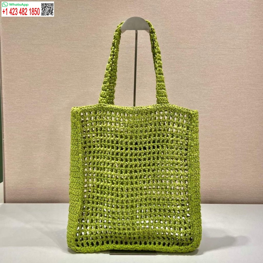 Replica Prada 1bg393 Raffia Kandekott, Roheline