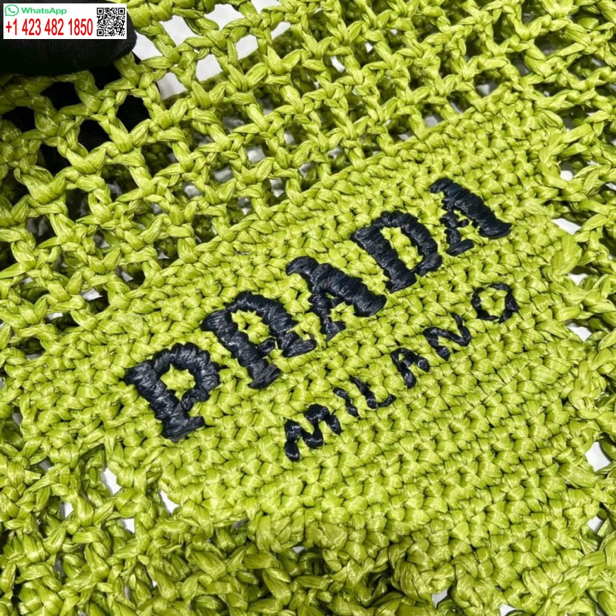 Replica Prada 1bg393 Raffia Kandekott, Roheline