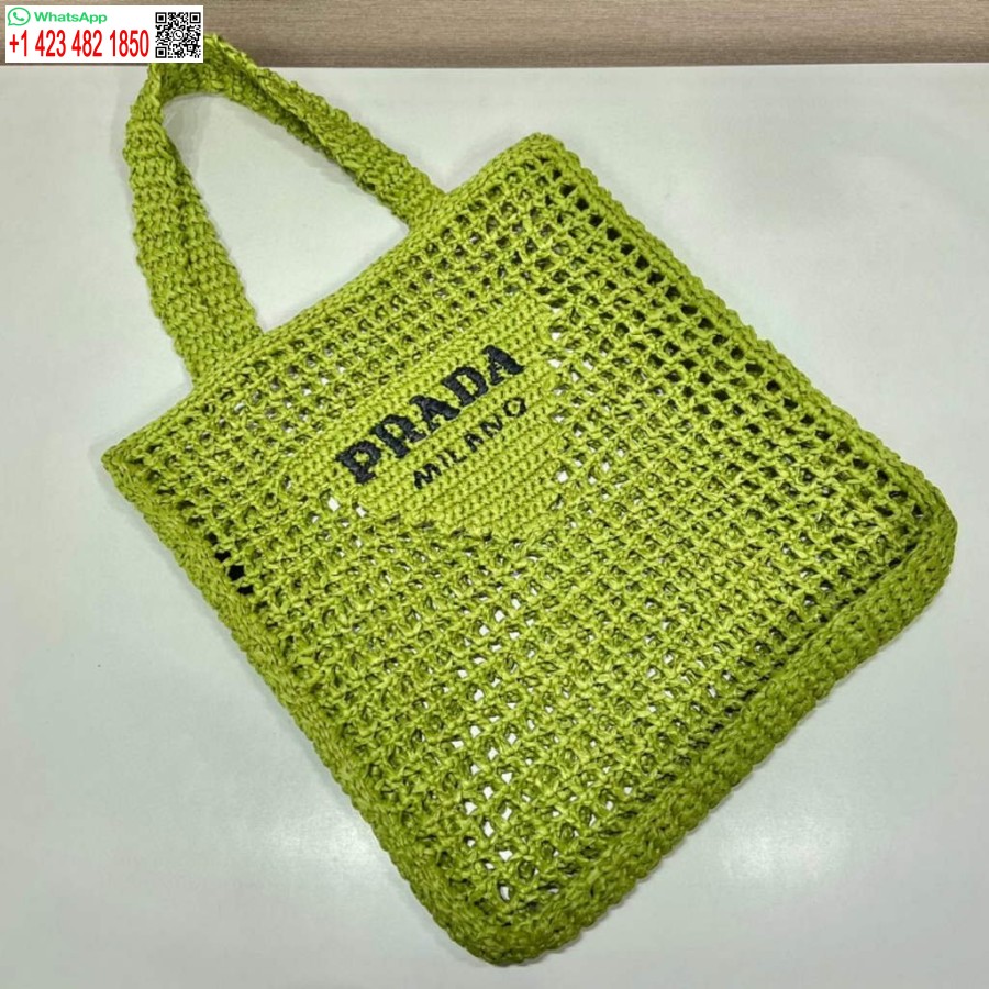 Replica Prada 1BG393 Raffia tote bag Green
