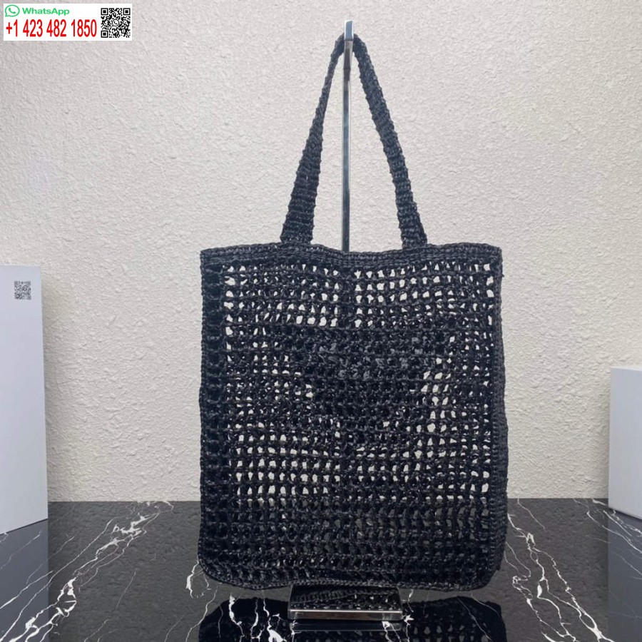 Replika Prada 1bg393 Rafya çantası Siyah