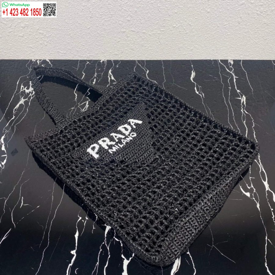 Replika Prada 1bg393 Rafya çantası Siyah